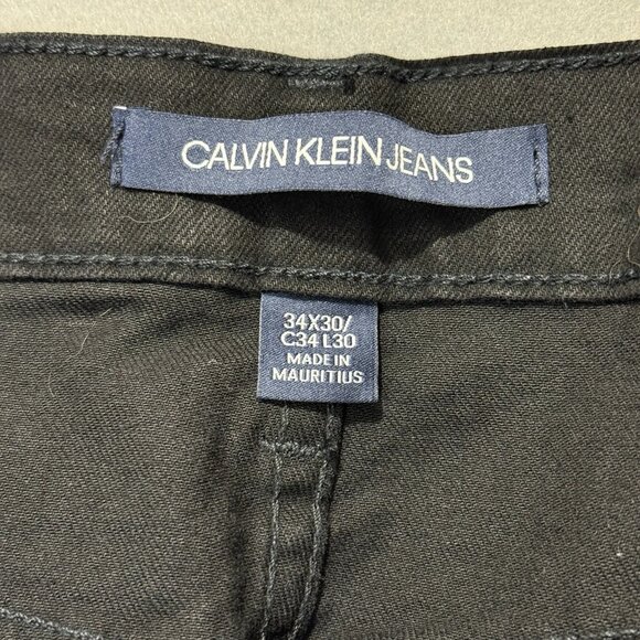 NEW Calvin Klein Jeans Men's 34x30 Straight Fit Blk Denim NWT Stretch Streetwear - Picture 4 of 10